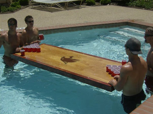 Beer Pong In Texas  football beer pong drinking game